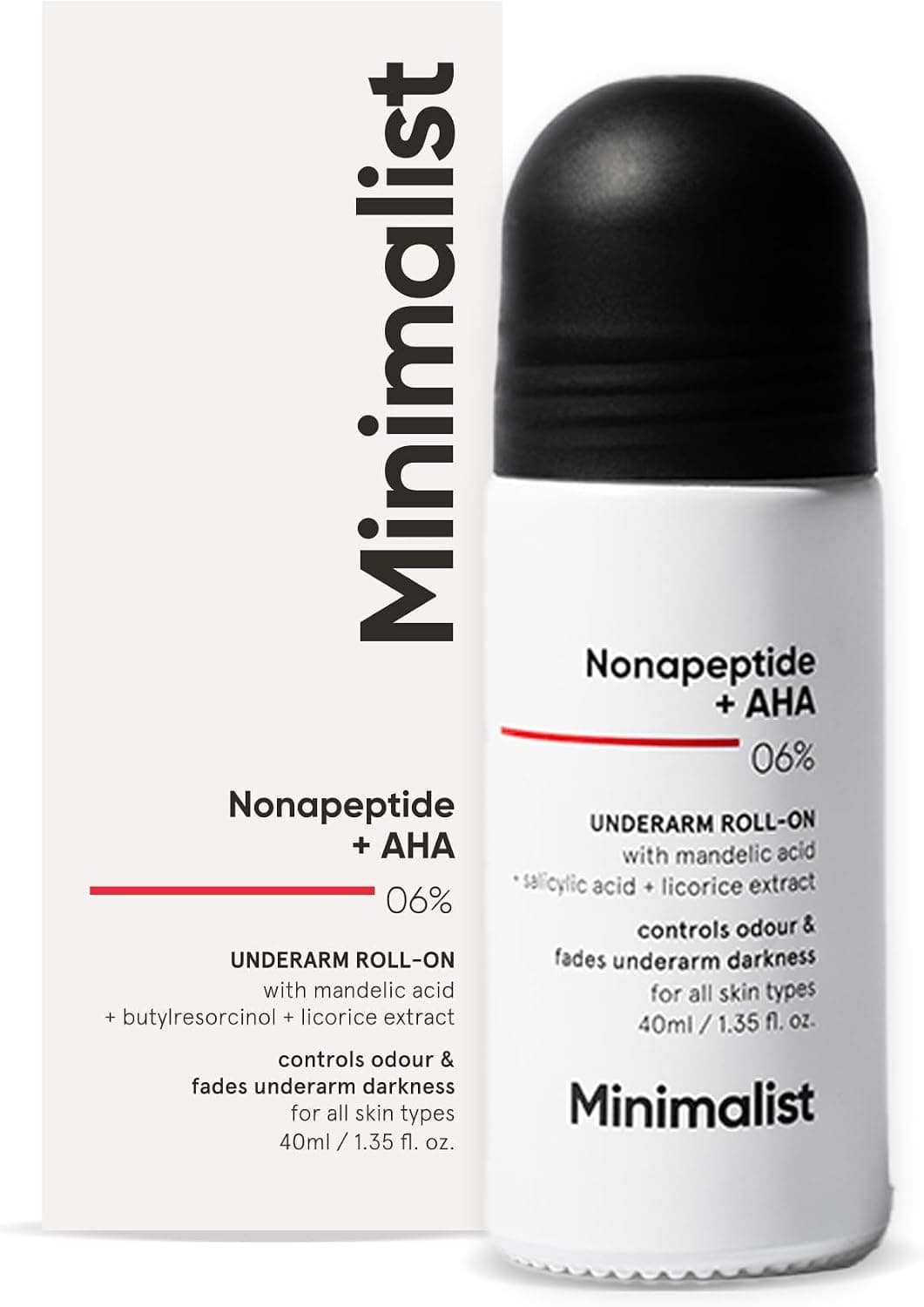 Minimalist Minimalist, роликовый дезодорант для подмышек с нонапептидом + AHA BHA 0,6% | 40 мл Уход за телом - Изображение 1